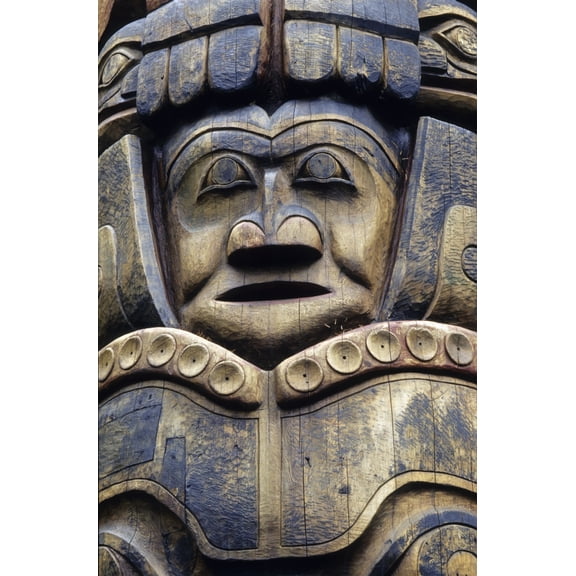 Closeup Of Tlingit Totem Pole Sitka National Historic Park Sitka Alaska Southeast Summer Poster Print