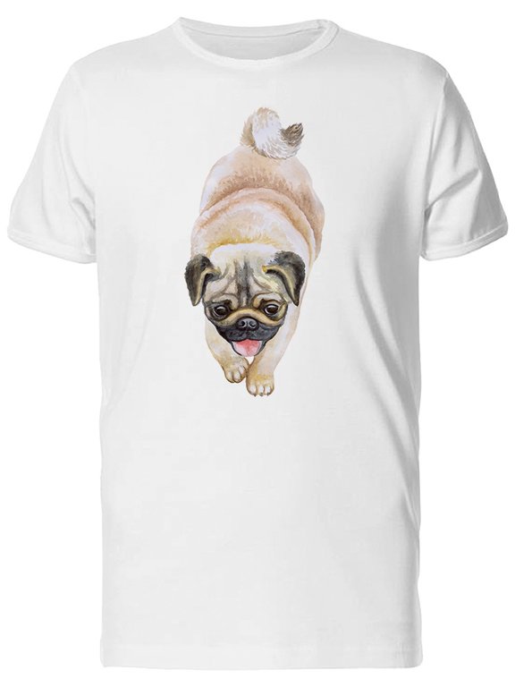 Closeup Of Watercolor Pug T-Shirt Men -Image by Shutterstock, Male XX-Large