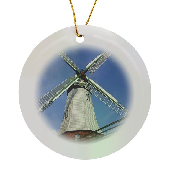 3drose, Closeup of Windmill, Circle Porcelain Ornament