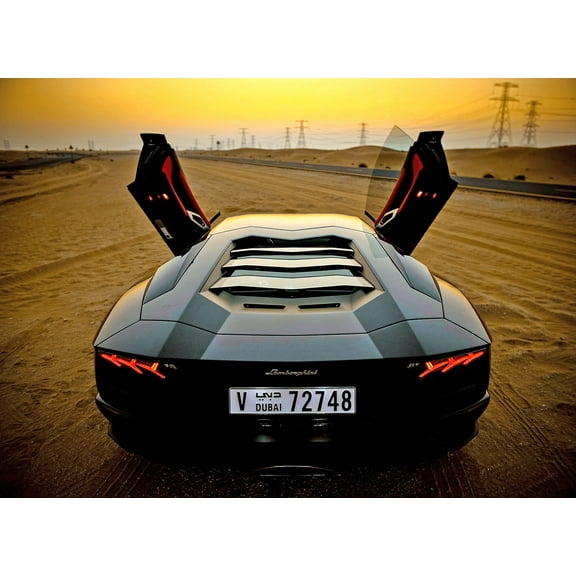 Closeup Photo Of Lamborghini Coupe Dubai 24"x18" Photo Print Poster