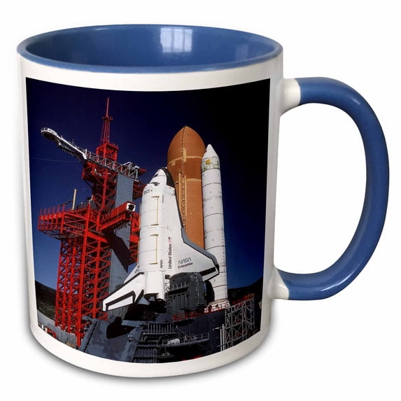 3drose, Closeup Photo of the Enterprise Shuttle.jpg, 11oz Two-tone Blue Mug