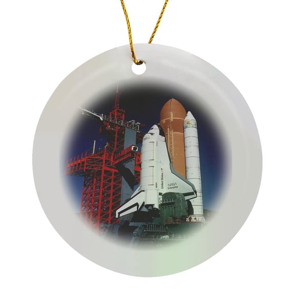 3drose, Closeup Photo of the Enterprise Shuttle.jpg, Circle Porcelain Ornament