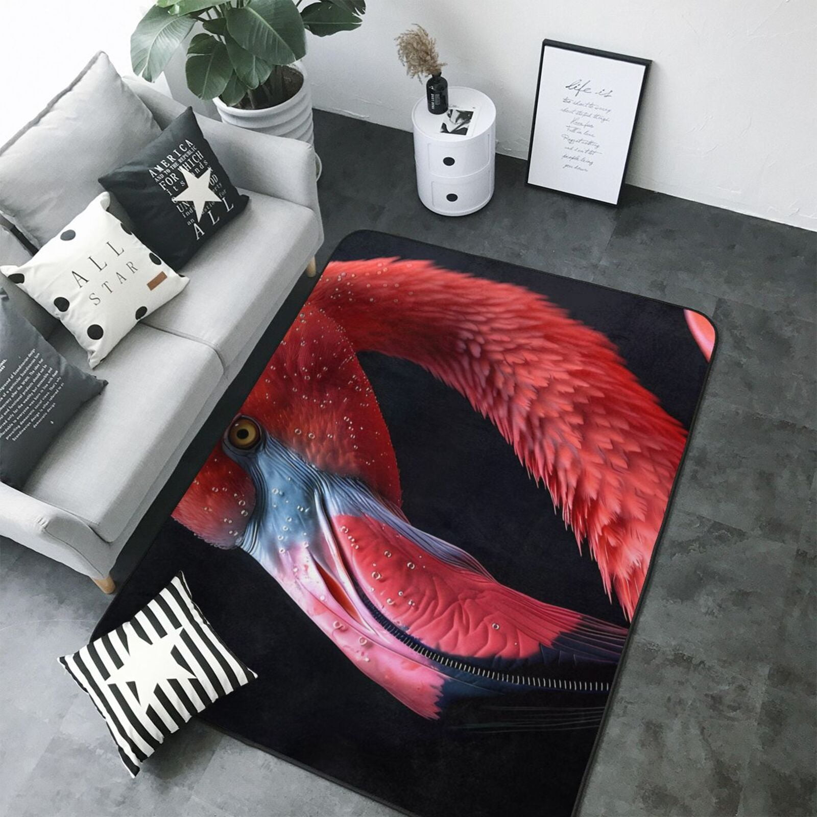 Closeup Red Flamingo Portrait Area Rugs for Living Room Bedroom, 5x7 ...