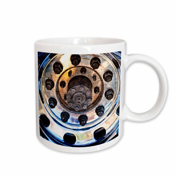 3drose, Closeup View of a Metal Chrome Plated Rim of a Modern Sport Car, 11oz Mug