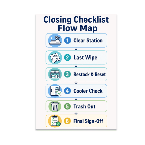 Closing Checklist Flow Map Wall Decor - Home Office Decor - 13x19 Poster Print