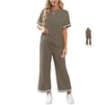 thumbnail image 1 of Clossjun 2 Piece Sets For Women Casual Daily Wear Summer Vacation Outfit Sets Short Sleeve Top And Wide Leg Pant Set For Work Night Out M, 1 of 1