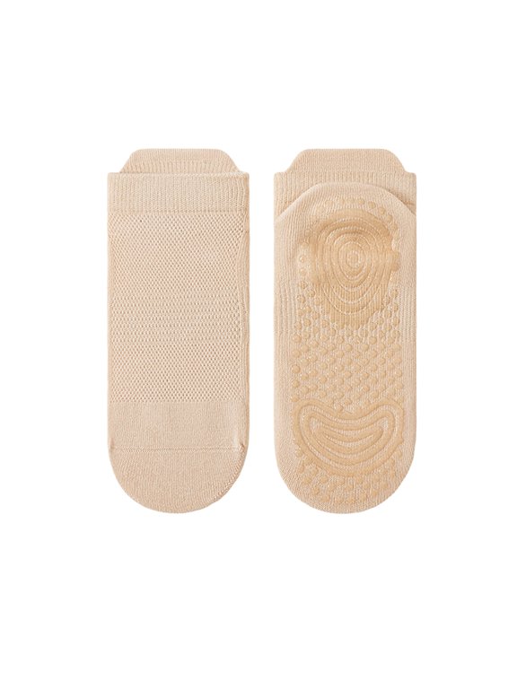 5 Pairs Women Ankle Socks Non Slip Yoga Cute Cherry Socks Daily Wear Breathable Casual Crew Socks Back To School Beige