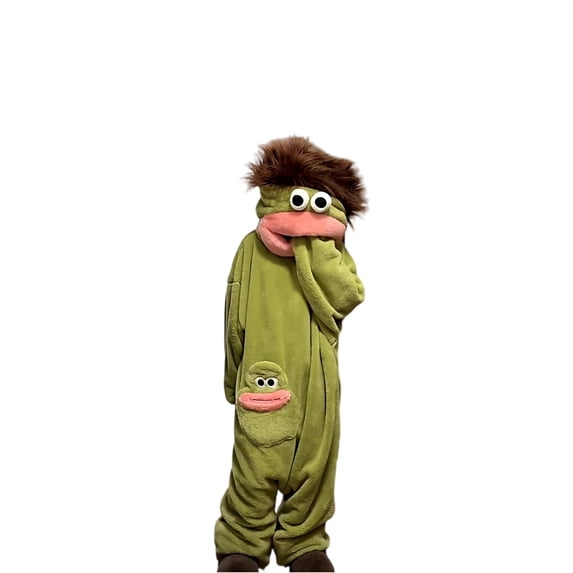 Clossjun Big Mouth Monkey Jumpsuit Cute Monkey Onesie Plush Onesie Pajamas Cozy Home Loungewear (No Shoes Included)