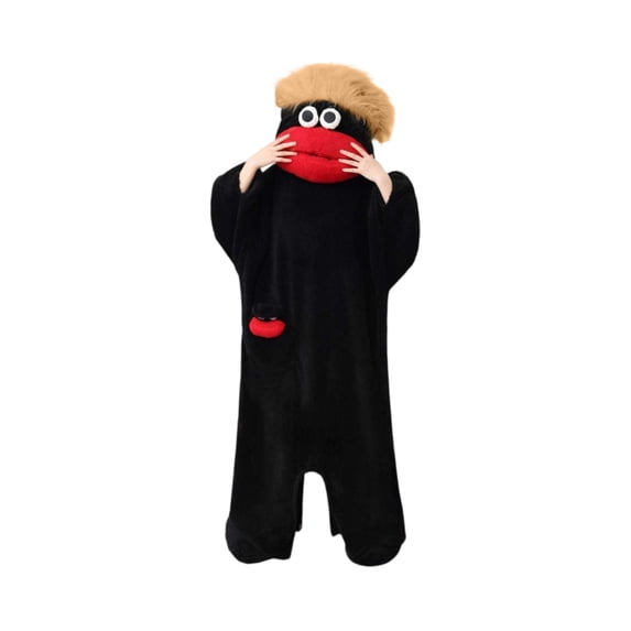 Clossjun Big Mouth Monkey Jumpsuit Cute Monkey Onesie Plush Onesie Pajamas Cozy Home Loungewear (No Shoes Included)