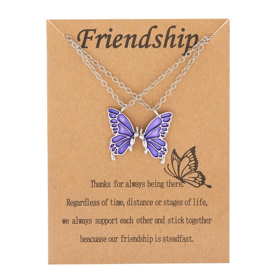 Clossjun Colorful Acrylic Butterfly Pendant Necklace Bohemian Adjustable Retro Card Clavicle Chain Insect Animal Necklace for Women Friend Friendship Party Jewelry Gift