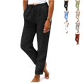 thumbnail image 1 of Clossjun Cotton Linen Pants for Women Loose Fit Daily Wear Summer Fall Sweatpants Casual Soft Lightweight Trousers 2XL, 1 of 5