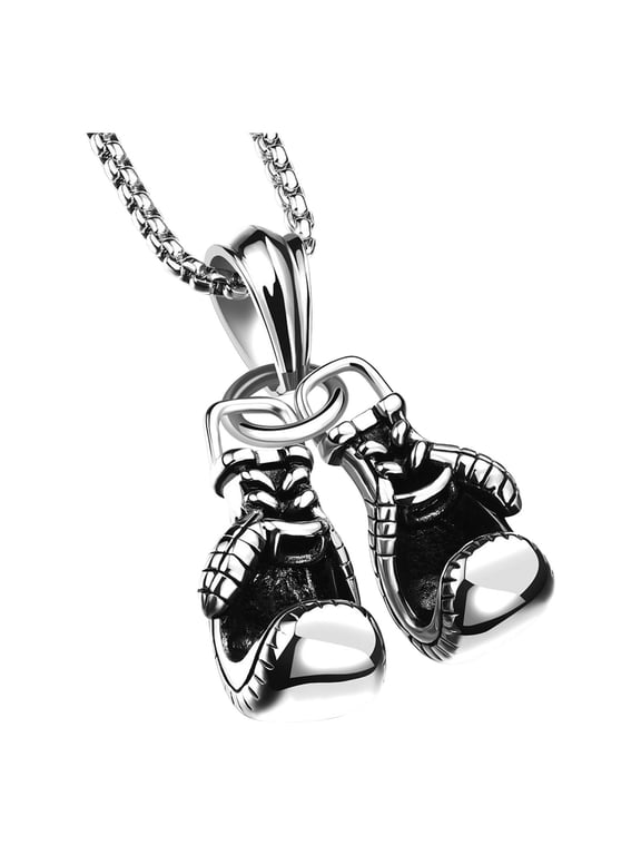 Duan Hip-Hop Punk New Stainless Steel Biker Boxing Gloves Necklace Fighting Glove Chain Pendant Necklace