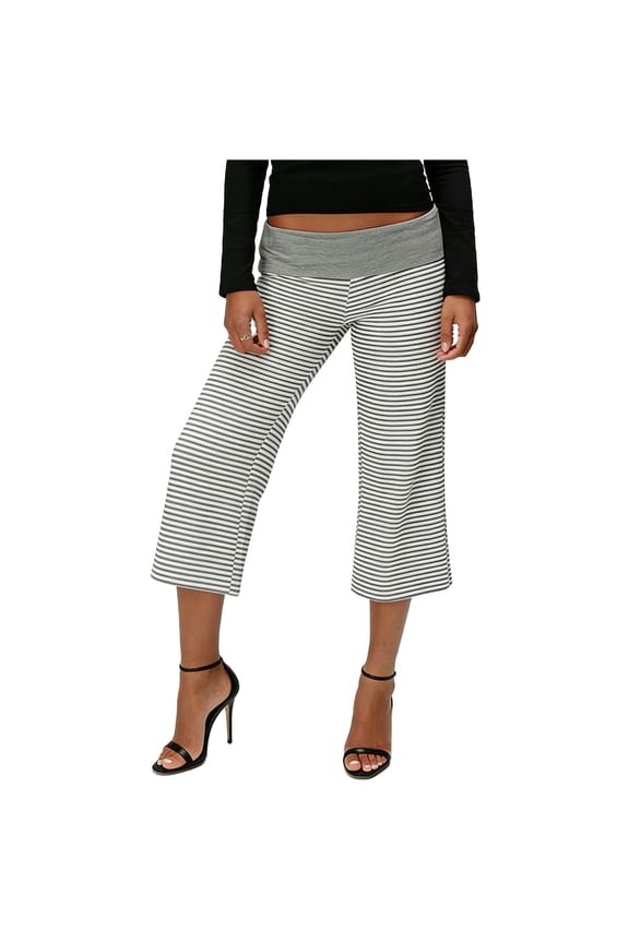 Flowy Capri Pants Gaucho Pants for Women Fold Over Wide Leg Low Rise Yoga Capris Foldover Cropped Leggings Summer