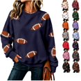 thumbnail image 1 of Clossjun Football Print Sweatshirts for Women Oversized Crewneck Game Day Hoodies Casual Loose Fit Pullover Tops for Vacation L, 1 of 6