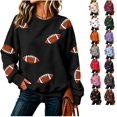 thumbnail image 1 of Clossjun Football Print Sweatshirts for Women Oversized Crewneck Game Day Hoodies Casual Loose Fit Pullover Tops for Vacation S, 1 of 6