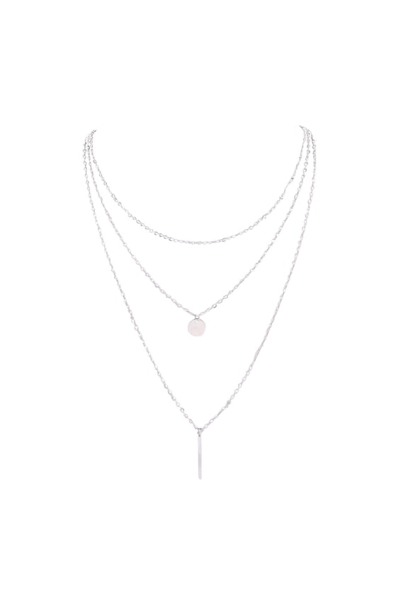 Initial Layered Necklaces for Women, 14K-Gold-Plated Coin Letter Necklace Bar Stacking Layer Necklace Multi Bar Layering Y-Necklaces Jewelry for Women