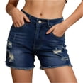 thumbnail image 1 of Clossjun Jean Shorts Women Trendy High Waisted Stretchy Ripped Denim Summer Frayed Raw Hem Mom Long Shorts Cutoff Jorts, 1 of 4