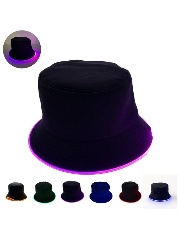 LED Bucket Hat for Men Women Lightweight Breathable Fashion Caps Light Up Party Bucket Hat for Night Out