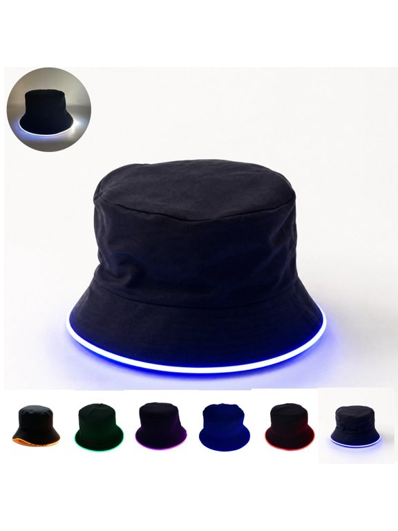 LED Bucket Hat for Men Women Lightweight Breathable Fashion Caps Light Up Party Bucket Hat for Night Out
