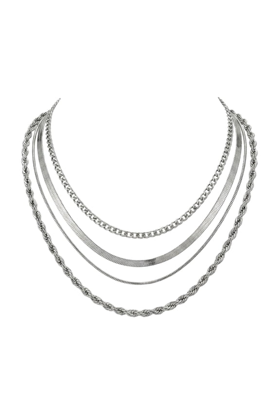 Layered Gold Necklaces for Women Trendy, Dainty Pendant Necklace Stack Rope/Box/Herringbone/Cuban Chain for Women Layering Stack Necklace Women's Necklaces Jewelry Set Gifts