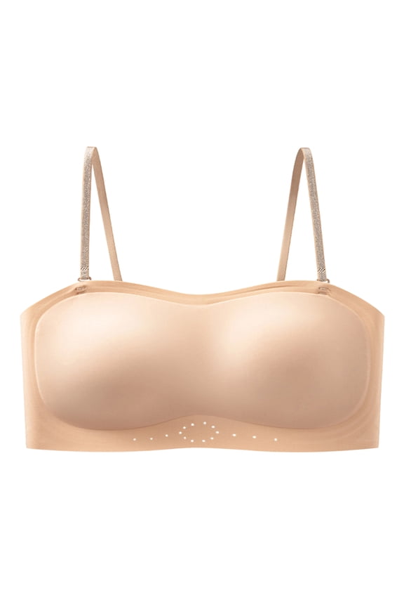 Light Weight Women's Bra Off Shoulder 4WAY Strap–Strapless Convertible Seamless Bandeau with Adjustable Removable Straps