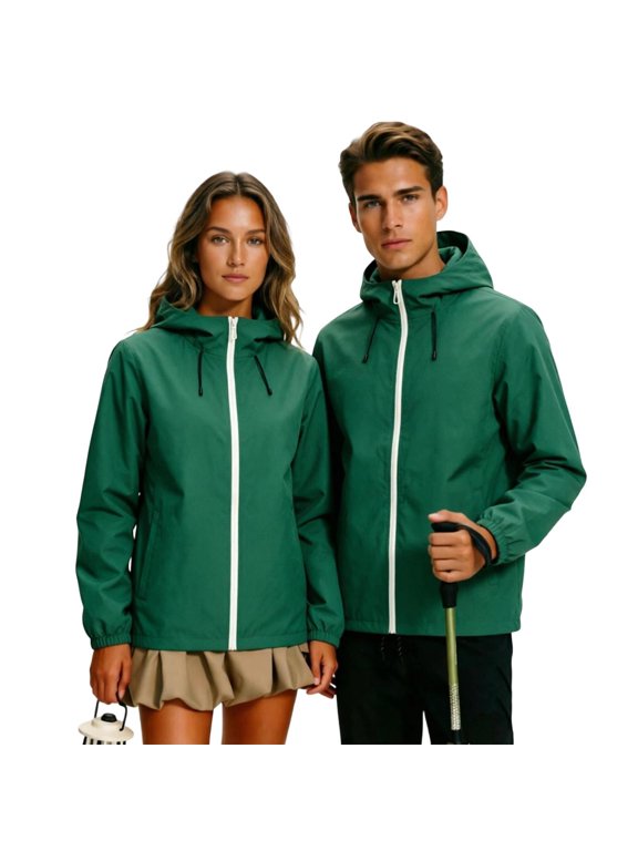 Lightweight Rain Coat Women With Hood Elastic Cuff Couples Matching Outfits Unisex Travel Windbreaker Hiking Jacket