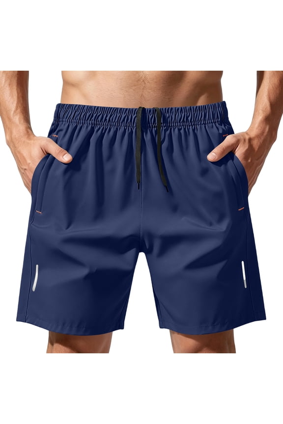 Men Swim Trunks Gym Shorts with Mesh Liner Zipper Pocket Quick Dry Breathable for Workout Runing Beach Pool