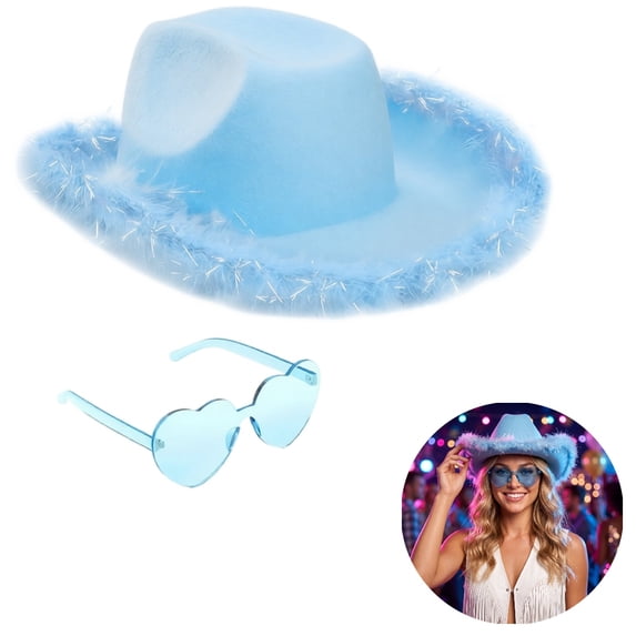 Clossjun Men Women Cowboy Hat Led Sequin Party Caps Flashing Light Up Dance Party Beanies For Birthday Wedding Festival Bar