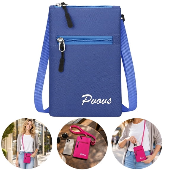 Clossjun Men Women Crossbody Bag Lightweight Fabric Phone Purse with 2 Zipper Mini Handbag Adjustable Belt Casual Packs For Work Out Back To School Blue