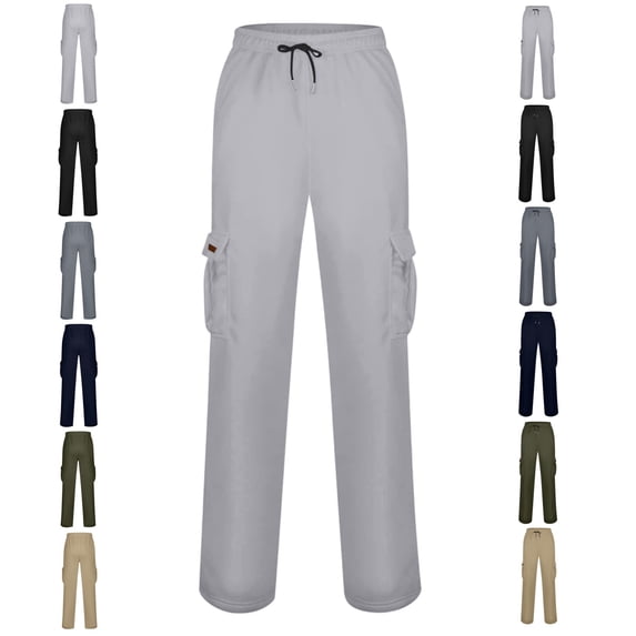Clossjun Men's Casual Cargo Pants Daily Wear Work Out Pants With Pockets Breathable Elastic Waist Athletic Pants for Hiking Street Wear 2XL