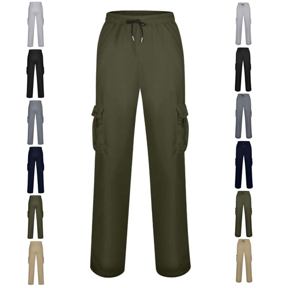 Clossjun Men's Casual Cargo Pants Daily Wear Work Out Pants With Pockets Breathable Elastic Waist Athletic Pants for Hiking Street Wear 3XL