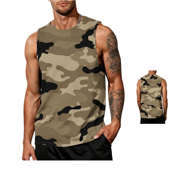 Clossjun Men's Tank Tops Mesh Quick Dry Sleeveless Shirts Lightweight Crew Neck Loose Fit Athletic Blouses For Work Out Gym Brown 3XL