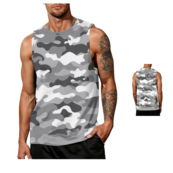 Clossjun Men's Tank Tops Mesh Quick Dry Sleeveless Shirts Lightweight Crew Neck Loose Fit Athletic Blouses For Work Out Gym Gray M