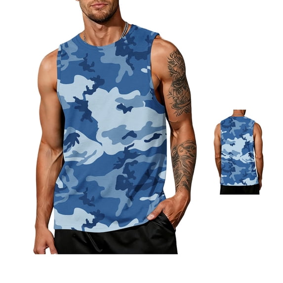 Clossjun Men's Tank Tops Mesh Quick Dry Sleeveless Shirts Lightweight Crew Neck Loose Fit Athletic Blouses For Work Out Gym Sky Blue XL