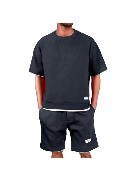 Mens 2 Piece Short Set Matching Drawstring Baggy Shorts Sets Casual Summer Outfits