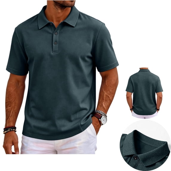 Clossjun Mens Golf Polo Shirts Quick Dry Lightweight Performance T Shirt Casual Daily Wear Summer Blouses For Work Business Back To School Blue XL