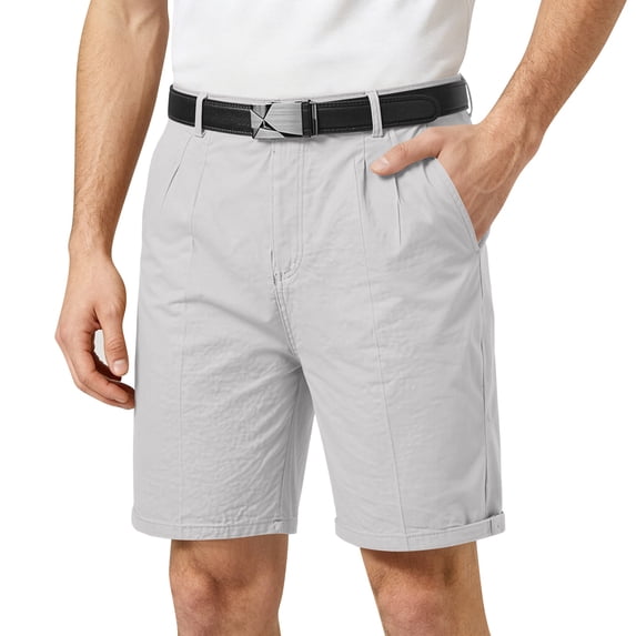 Clossjun Mens Slim Stretch Khaki Shorts Lightweight Quick Dry for Golf Dress Casual Work with Pockets(No Belt)