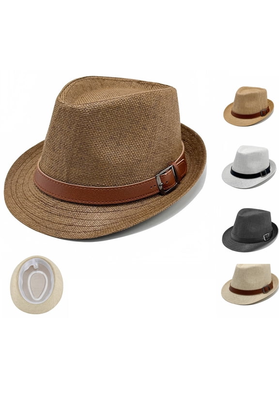 Mens Straw Fedora Hat Short Brim Summer Sun Caps Suitable For Women Men Breathable Sweatband Hiking & Daily Head Wear Panamas