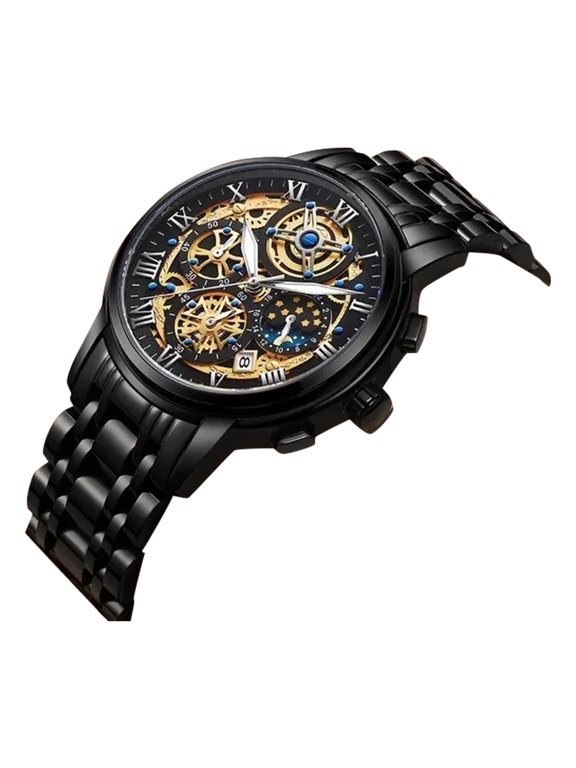 Mens Watch Luxury Chronograph Stainless Steel Waterproof Luminous Date Watches Business Dress Analog Wrsitwatch for Men