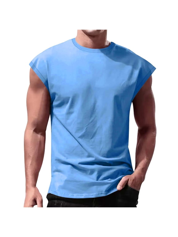 Mens Workout Tank Tops Sleeveless Shirts Cut Off Shirts Gym Muscle Loose Fit Tee
