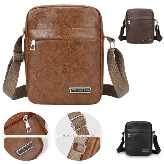 Clossjun Messenger Bag for Men Crossbody Bags Shoulder Purse Adjustable Belt Small Vintage PU Leather Satchel Pouch Side Daypacks Light Brown