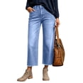 thumbnail image 1 of Clossjun Mid Rise Straight Leg Jeans for Women Casual Wash Seam Detail Denim Pants, 1 of 6