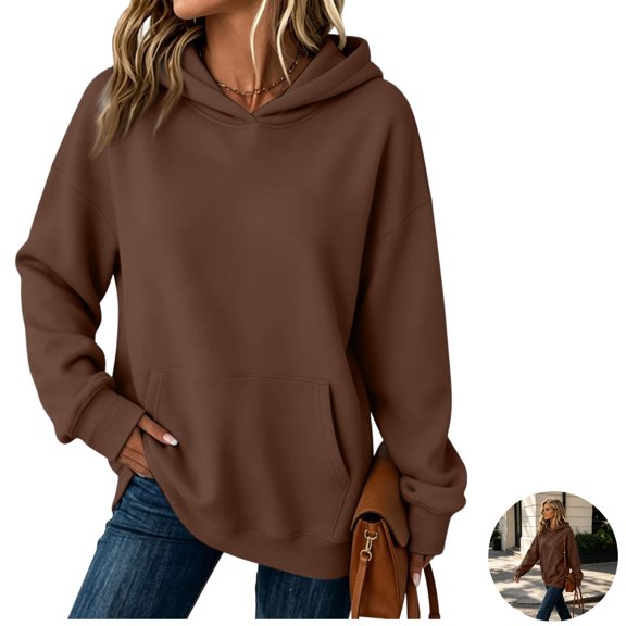 Clossjun Oversized Hoodies for Women Fleece Comfy Y2K Cute Fall Sweatshirts Long Sleeve Crew Neck Pullover Tops For Outgoing Back To School L