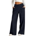 thumbnail image 1 of Clossjun Pants for Women High Waisted Stretchy Baggy Jeans Pull On Straight Leg Elastic Waist Wide Leg Denim Pants with Pockets, 1 of 5
