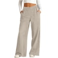 thumbnail image 1 of Clossjun Pants for Women High Waisted Stretchy Baggy Jeans Pull On Straight Leg Elastic Waist Wide Leg Denim Pants with Pockets, 1 of 4