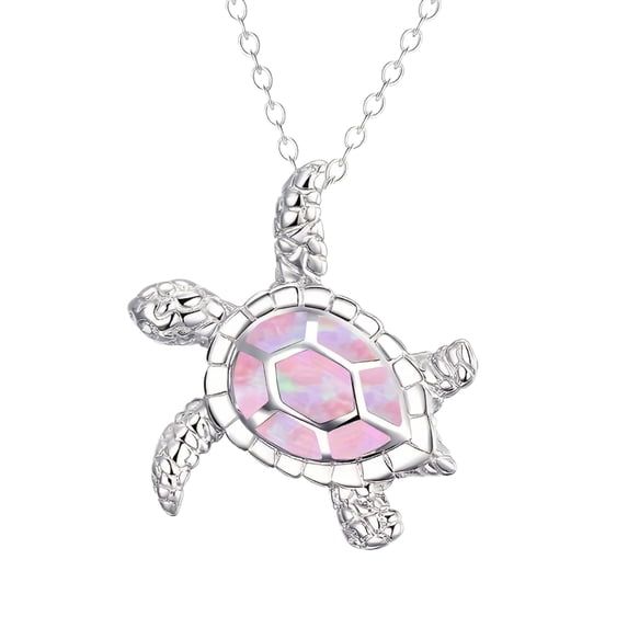 Clossjun Sea Turtle Pendant Necklace, Cute, Lovely, Adjustable, Silver Plated Link Chain Animal Jewelry for Women Men