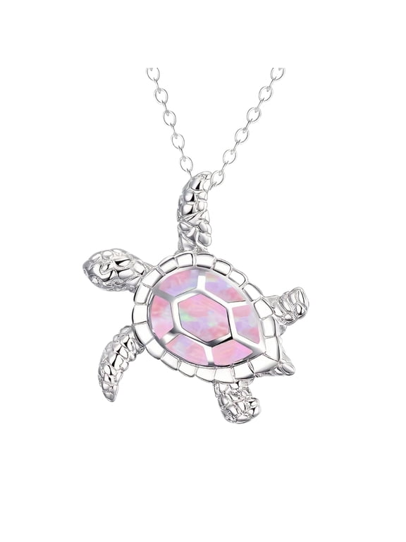 Sea Turtle Pendant Necklace, Cute, Lovely, Adjustable, Silver Plated Link Chain Animal Jewelry for Women Men