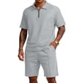 thumbnail image 1 of Clossjun Short Sets 2 Piece Outfits Polo Shirt for Men and Shorts Fashion Tracksuits Casual 1/4 Zip Summer, 1 of 6