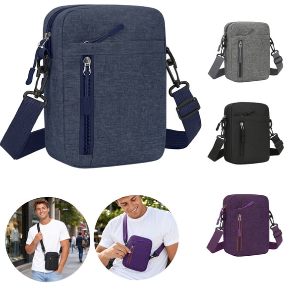 Clossjun Small Messenger Bag for Men Women Water Resistant Adjustable Belt Crossbody Bags Shoulder Sling Bag for Travel Sports Dark Blue