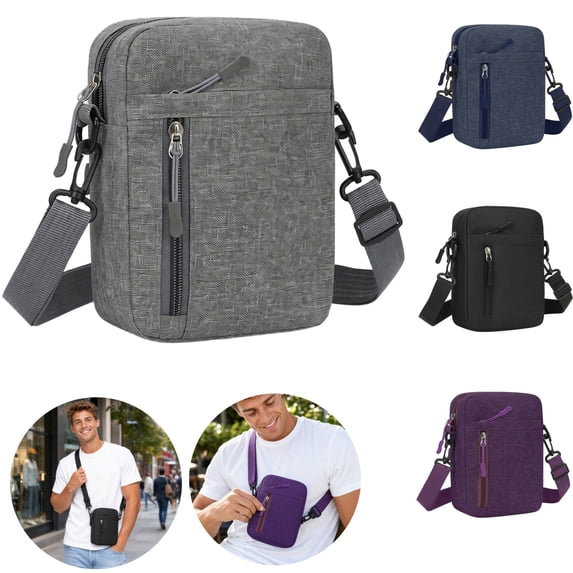 Clossjun Small Messenger Bag for Men Women Water Resistant Adjustable Belt Crossbody Bags Shoulder Sling Bag for Travel Sports Gray